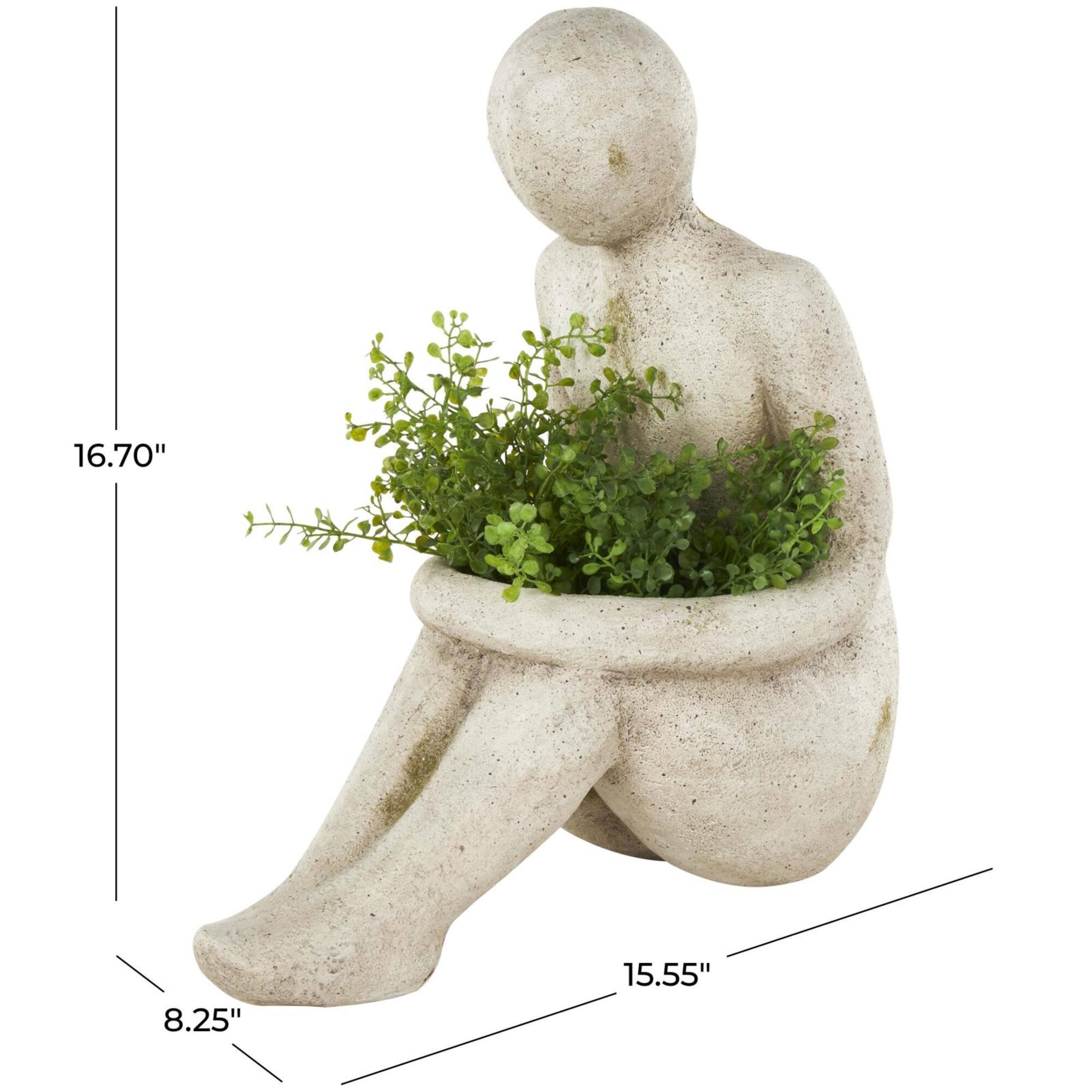 17" Cream Sitting Figure Planter